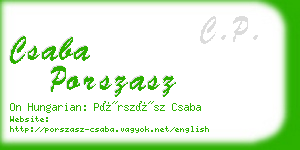 csaba porszasz business card